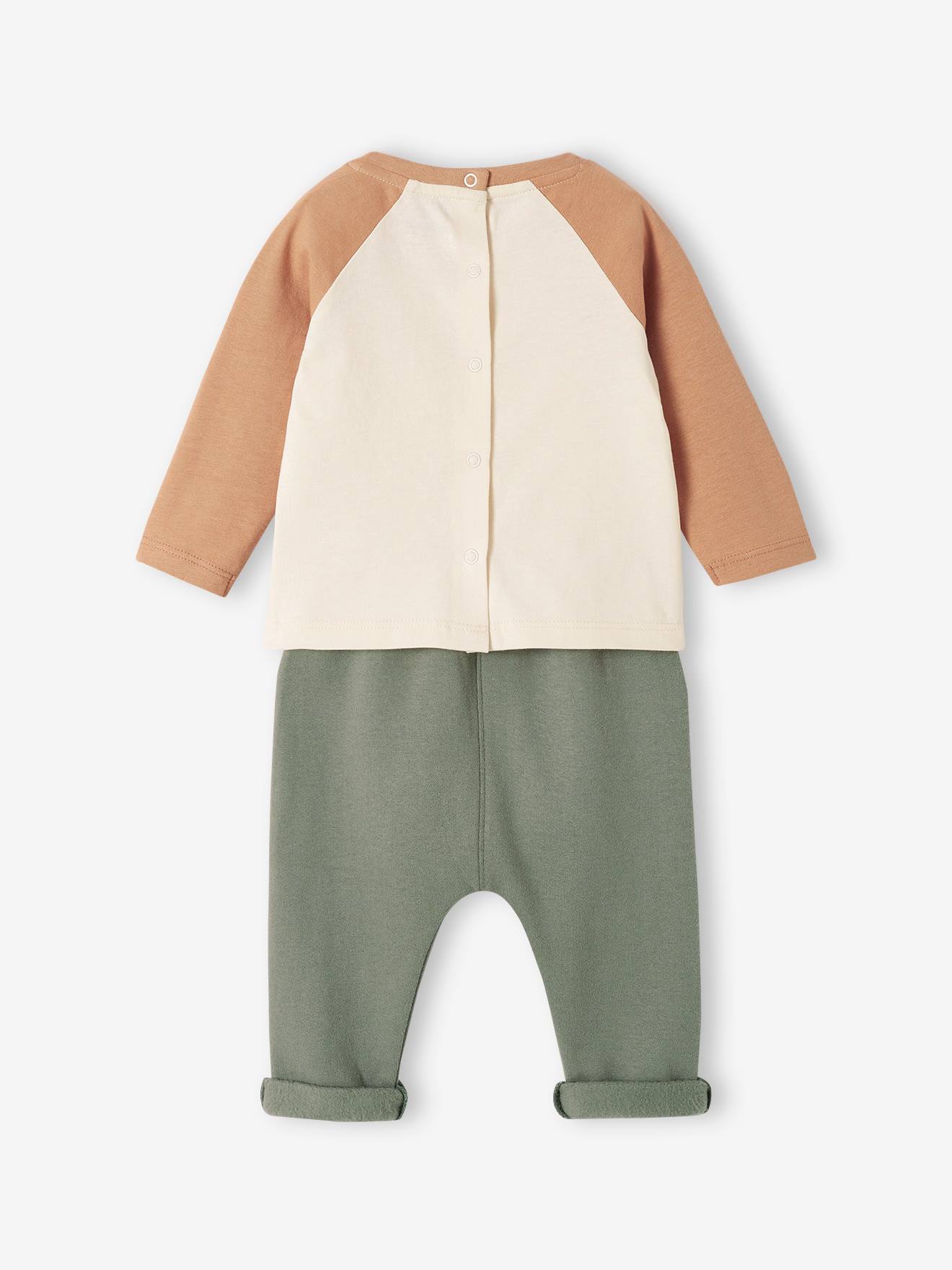Conjunto para bebê: camiseta personalizável + calça de fleece com estampa de doces