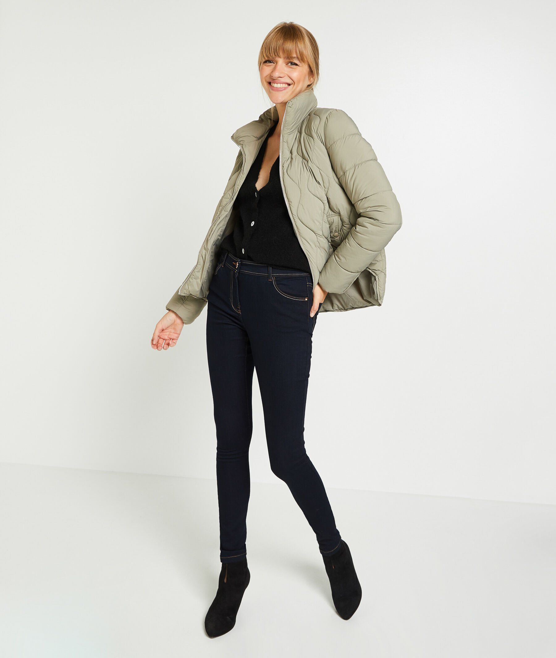 Gilet col V femme - NOIR