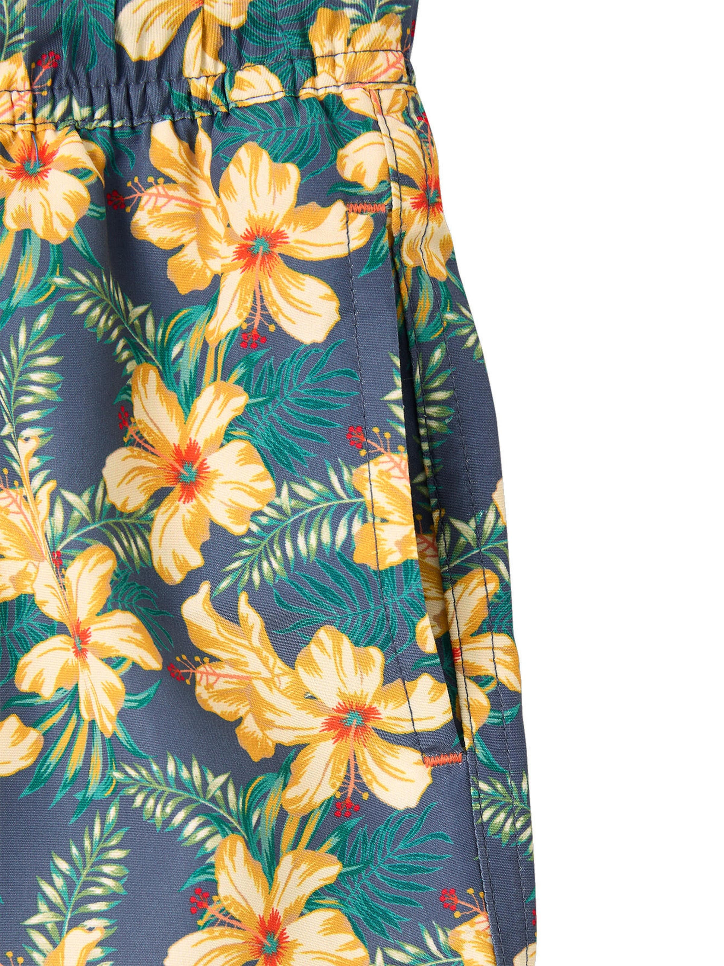 Vertbaudet Jungen Badeshorts mit Hawaiiblumen marine