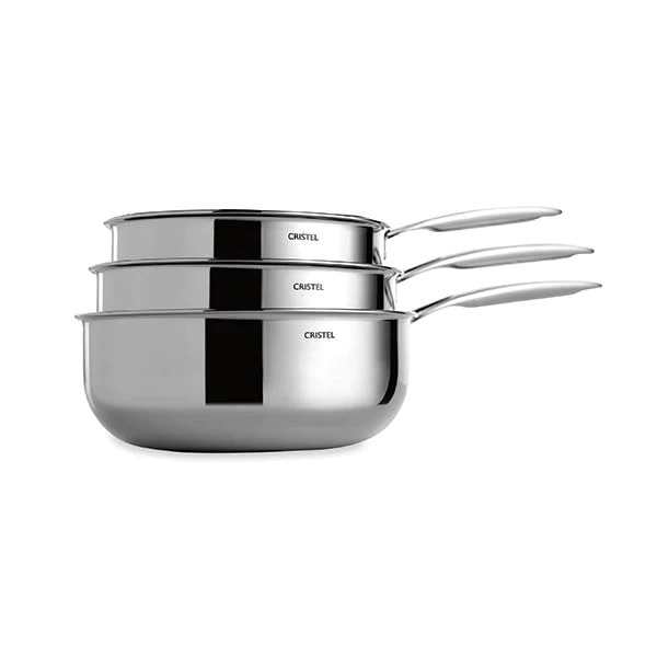 Lot 3 casseroles inox Castel'Pro 16,18 et 20 cm Cristel