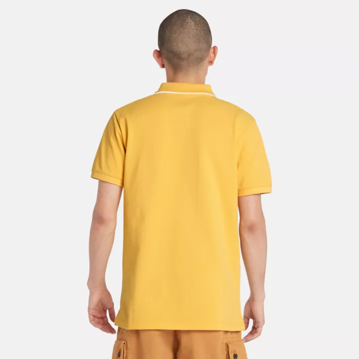 Polo à col imprimé Millers River pour homme en jaune clair