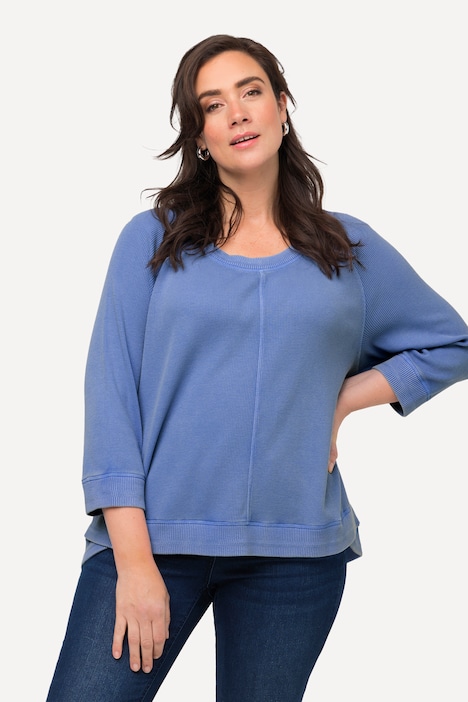 Sweatshirt, Waffelstruktur, Rundhals, 3/4-Arm