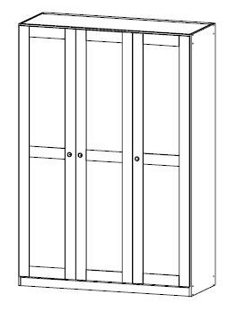 Drehtürenschrank - alpinweiß - 3-türig