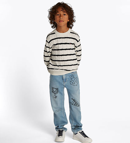 Tommy Hilfiger Bluse - Strick - Ivory Petal/Dark Nacht Navy Stre
