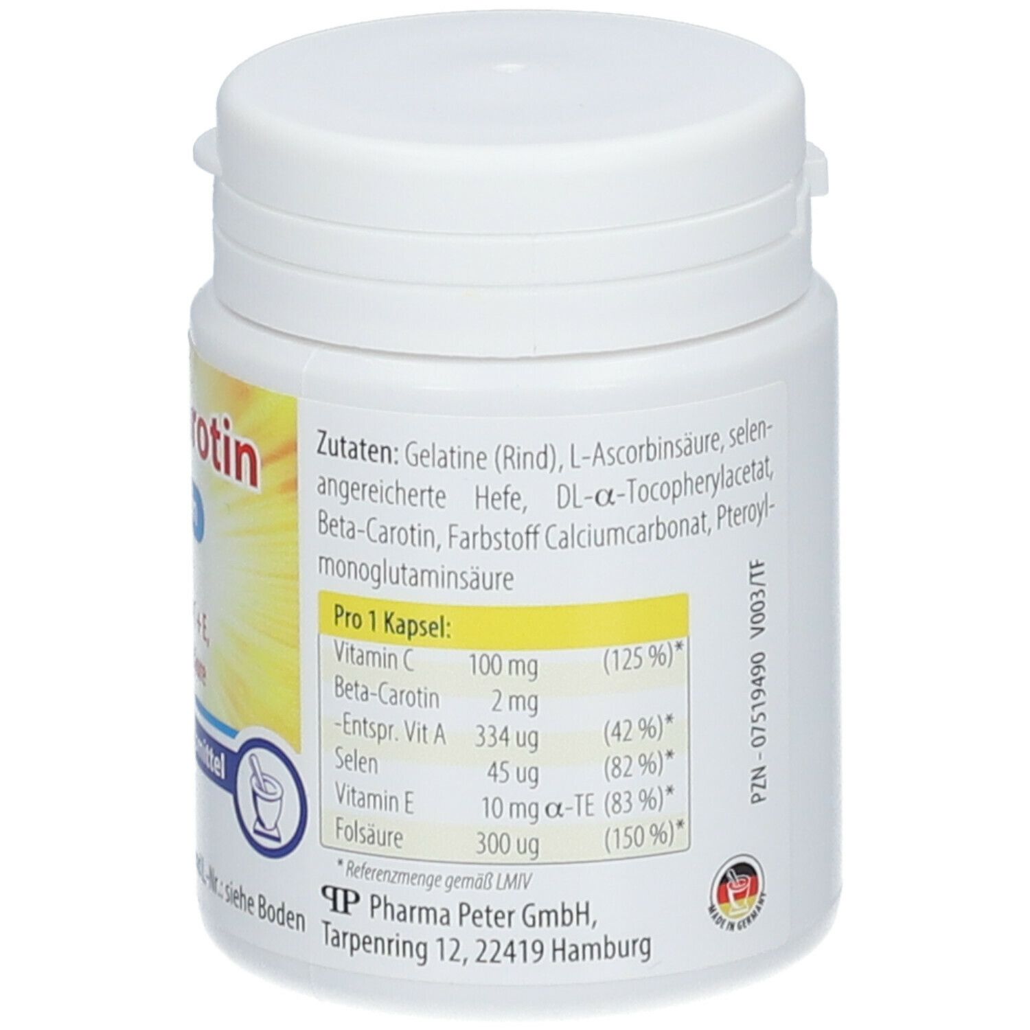 Beta Carotin Kapseln + Vitamin C + E