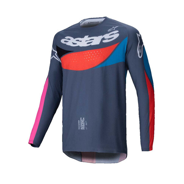 Alpinestars - Maillot Techstar Dreem Gris / Rouge / Rose / Bleu Clair