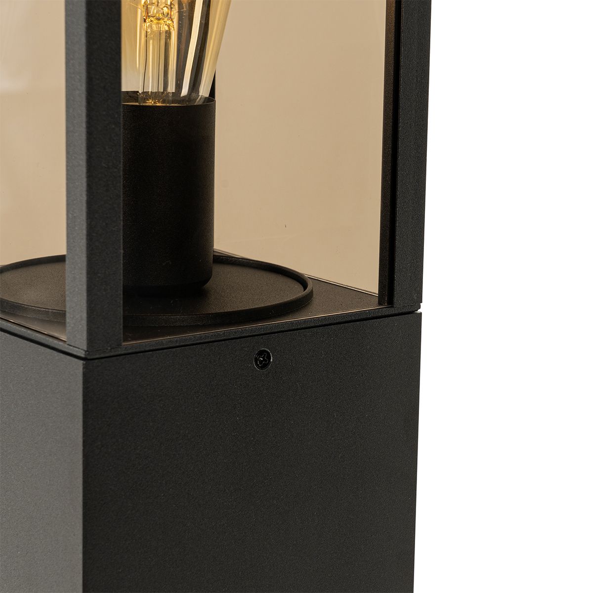 Buitenlamp zwart met smoke glas met grondpin en kabelmof 80cm IP44 - Charlois