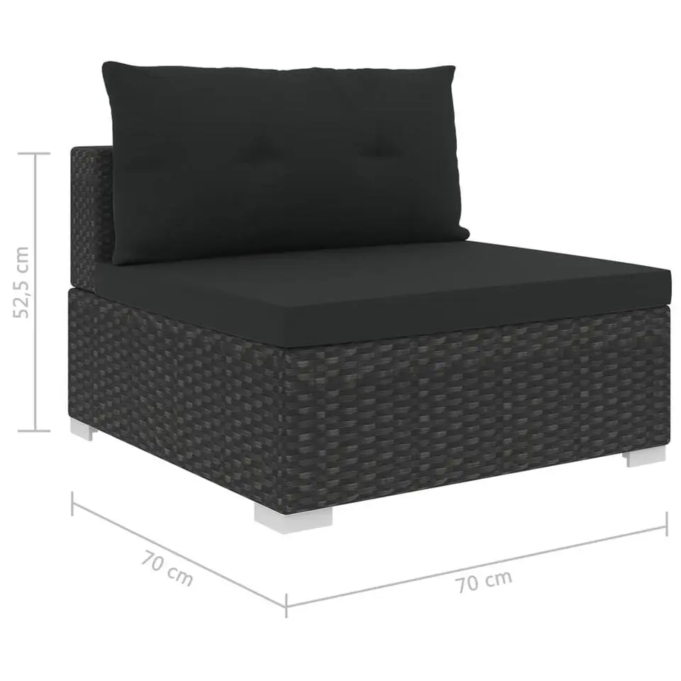 vidaXL - Loungeset - Zwart - Poly rattan - 6 stuks - Met kussens