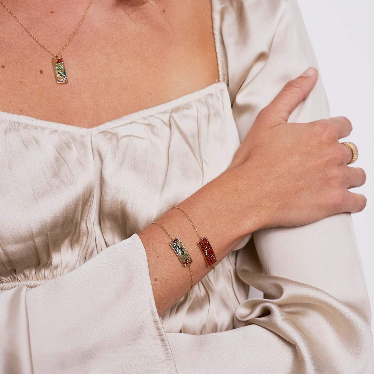 Bracelet Artiste rouge doré or