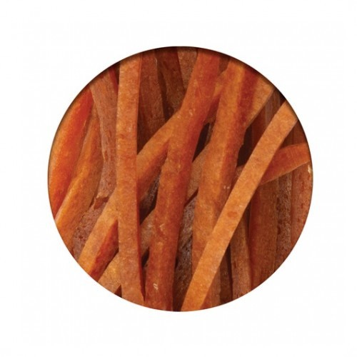 Petisco de carne seca de frango e peixe para gatos.