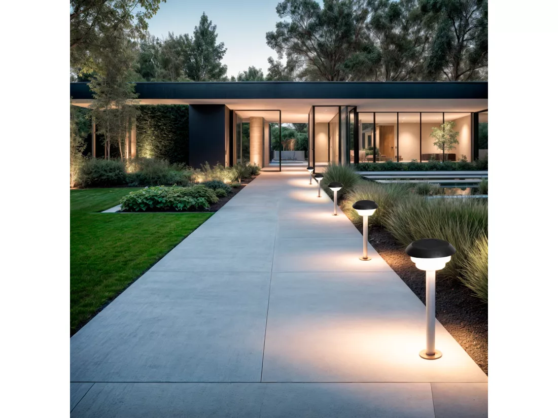 Balise sur Pied Extérieure Solaire LED 1,5W 50cm Aluminium Biel Noir