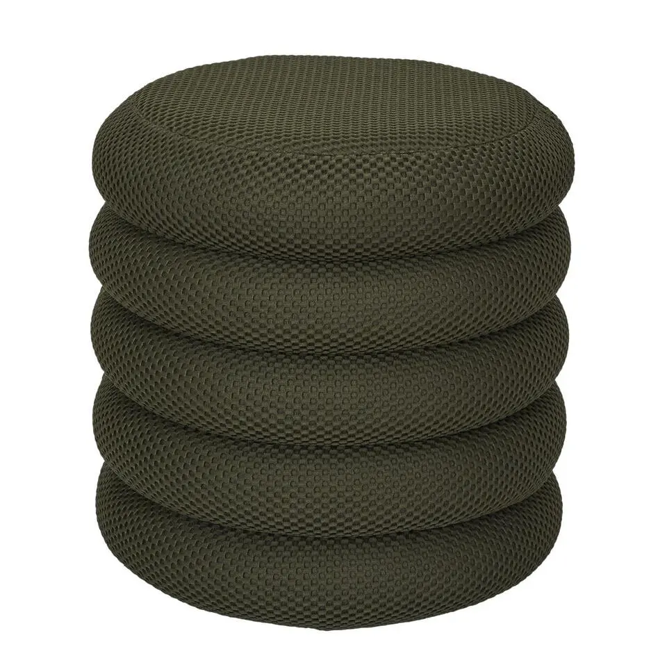 Home Deco Factory Poef/krukje - boucle - groen - D37 x H44 cm