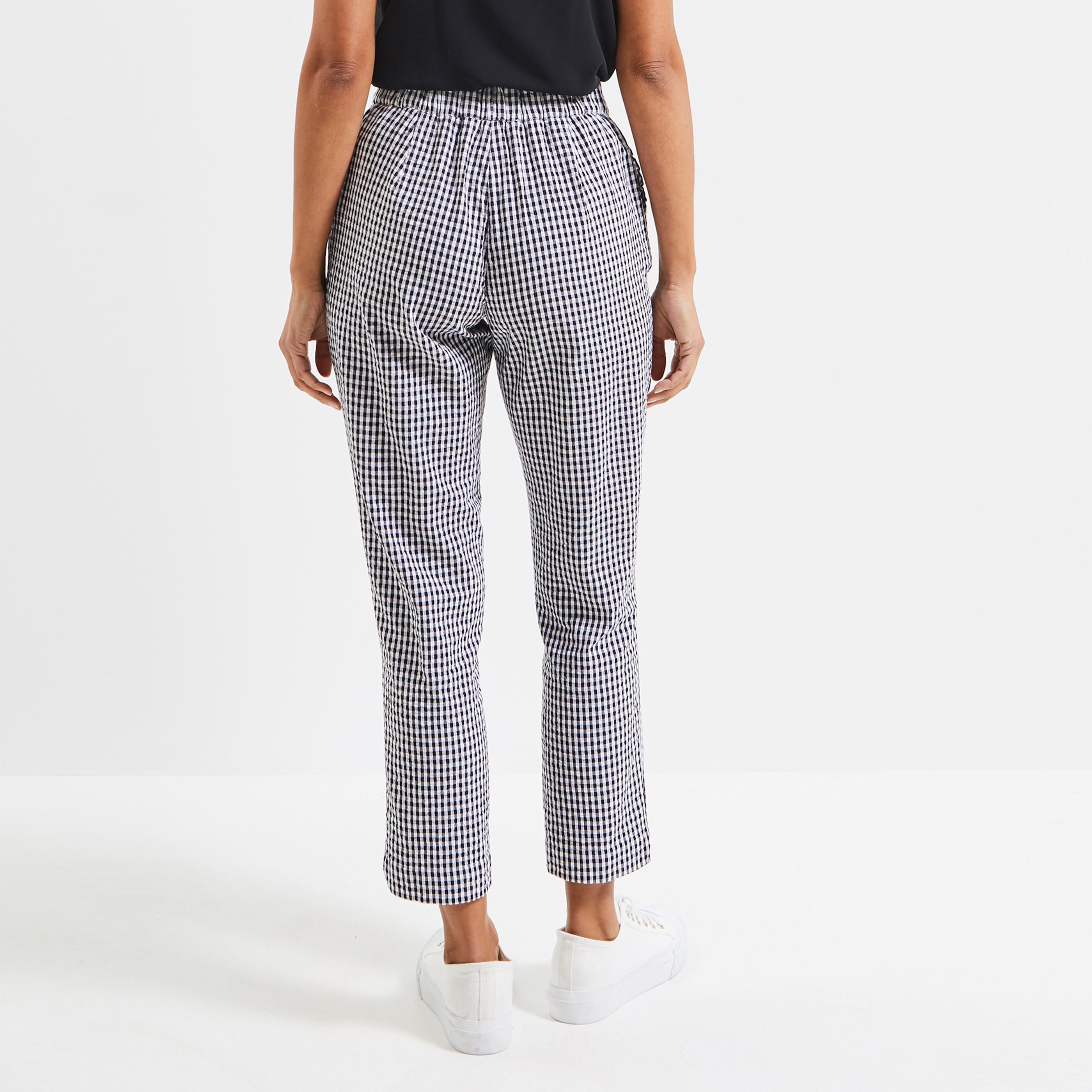 Pantalon cigarette vichy femme - NOIR