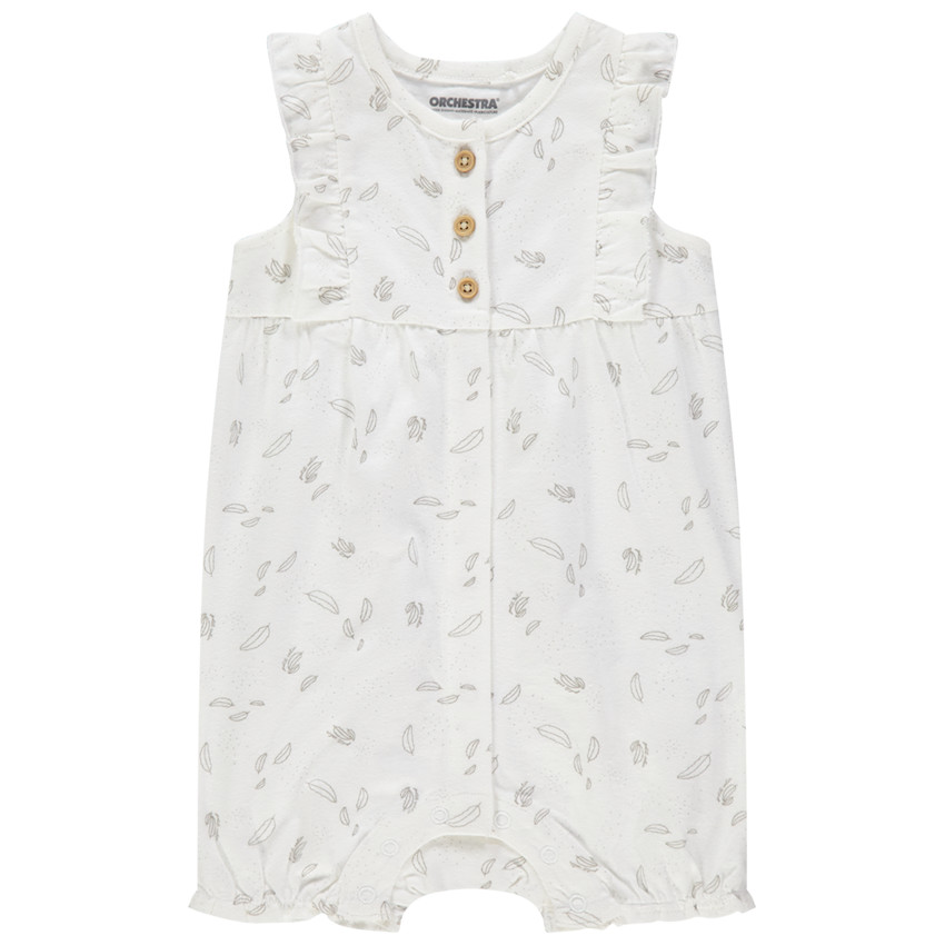 Combinaison courte en coton imprimée plumes