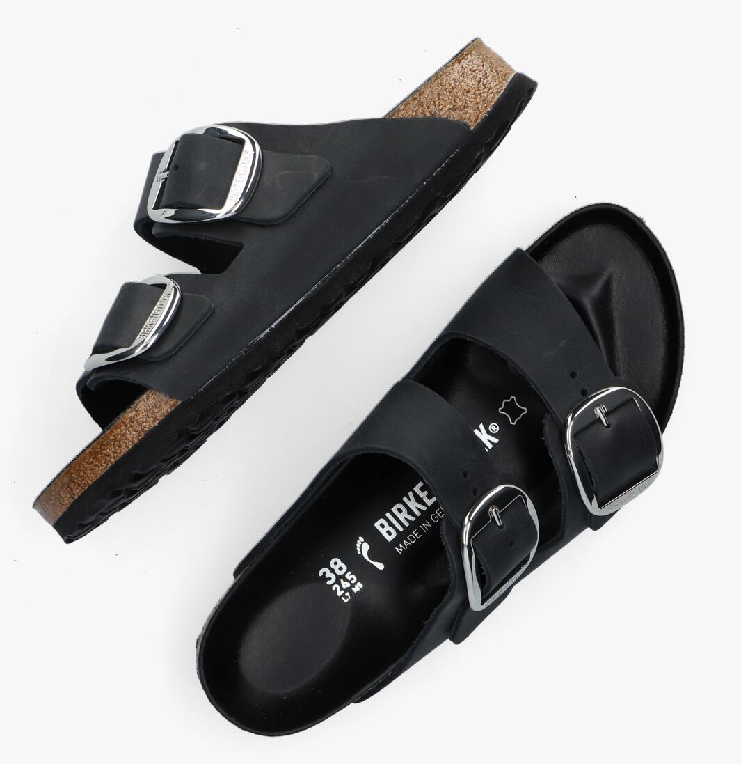 BIRKENSTOCK zwarte birkenstock slippers arizona big buckle