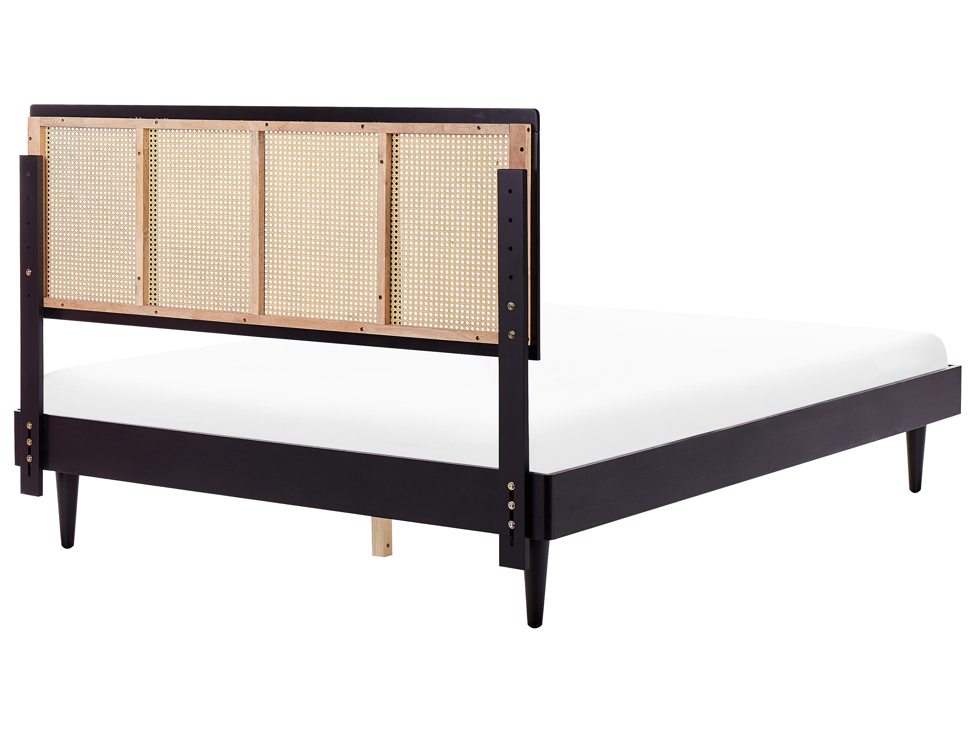 Bed met LED-verlichting Rotan AURAY 160 x 200 cm Zwart
