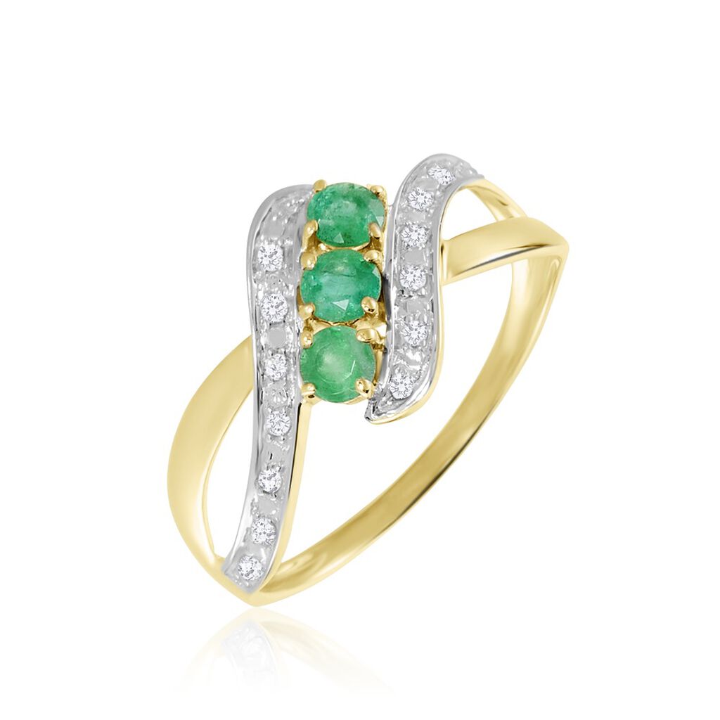 Bague Simma Or Jaune Diamant Et Emeraude