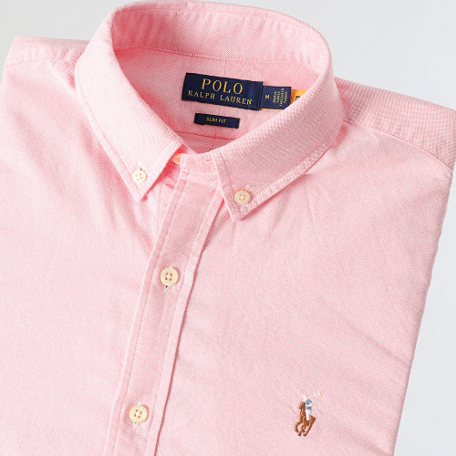 Chemise Manches Longues Slim Oxford Rose