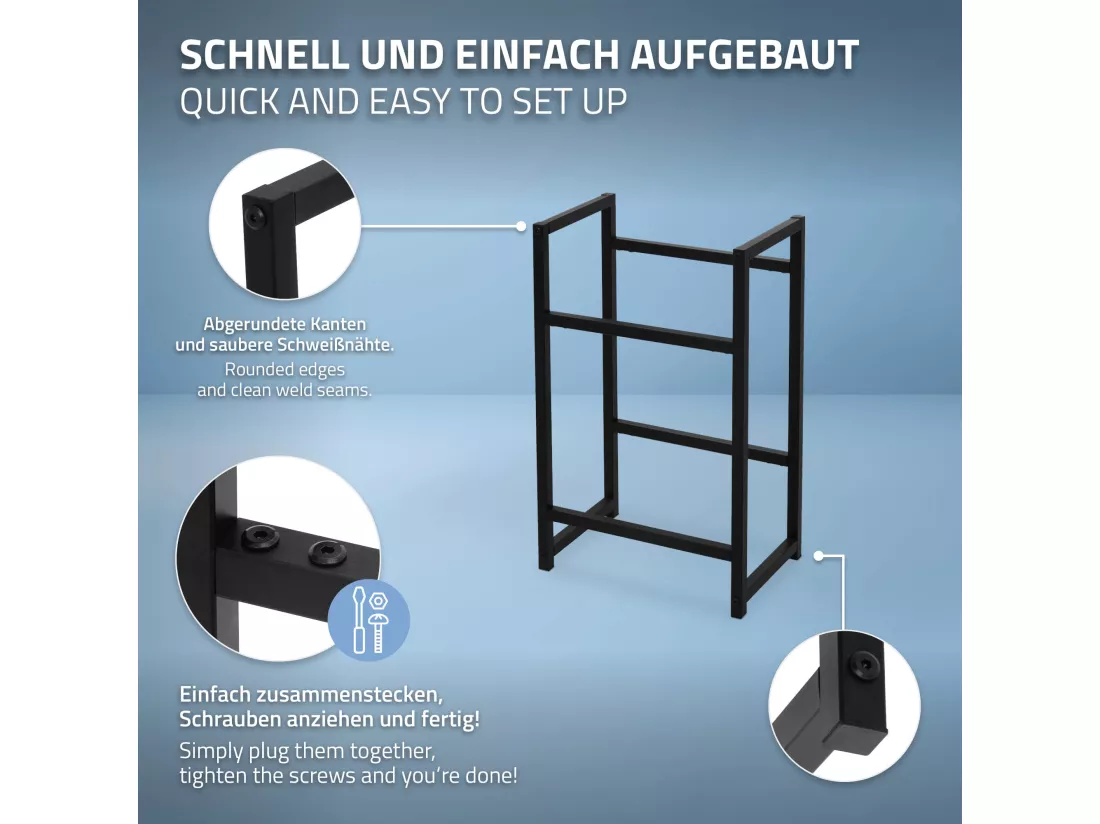 Étagère de rangement pour 2 caisses de boissons 47x31x75,5cm en acier anthracite