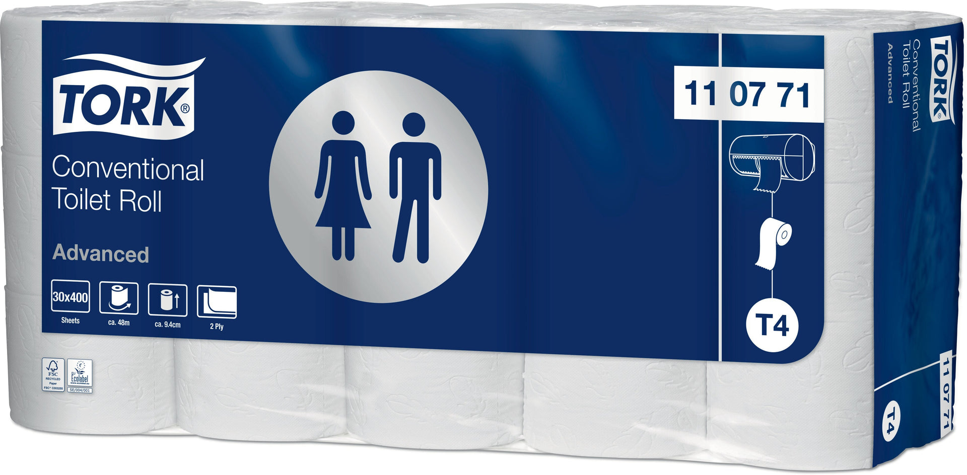 Tork® T4 Traditioneel Toiletpapier 2-laags 30x400 vellen Advanced Wit