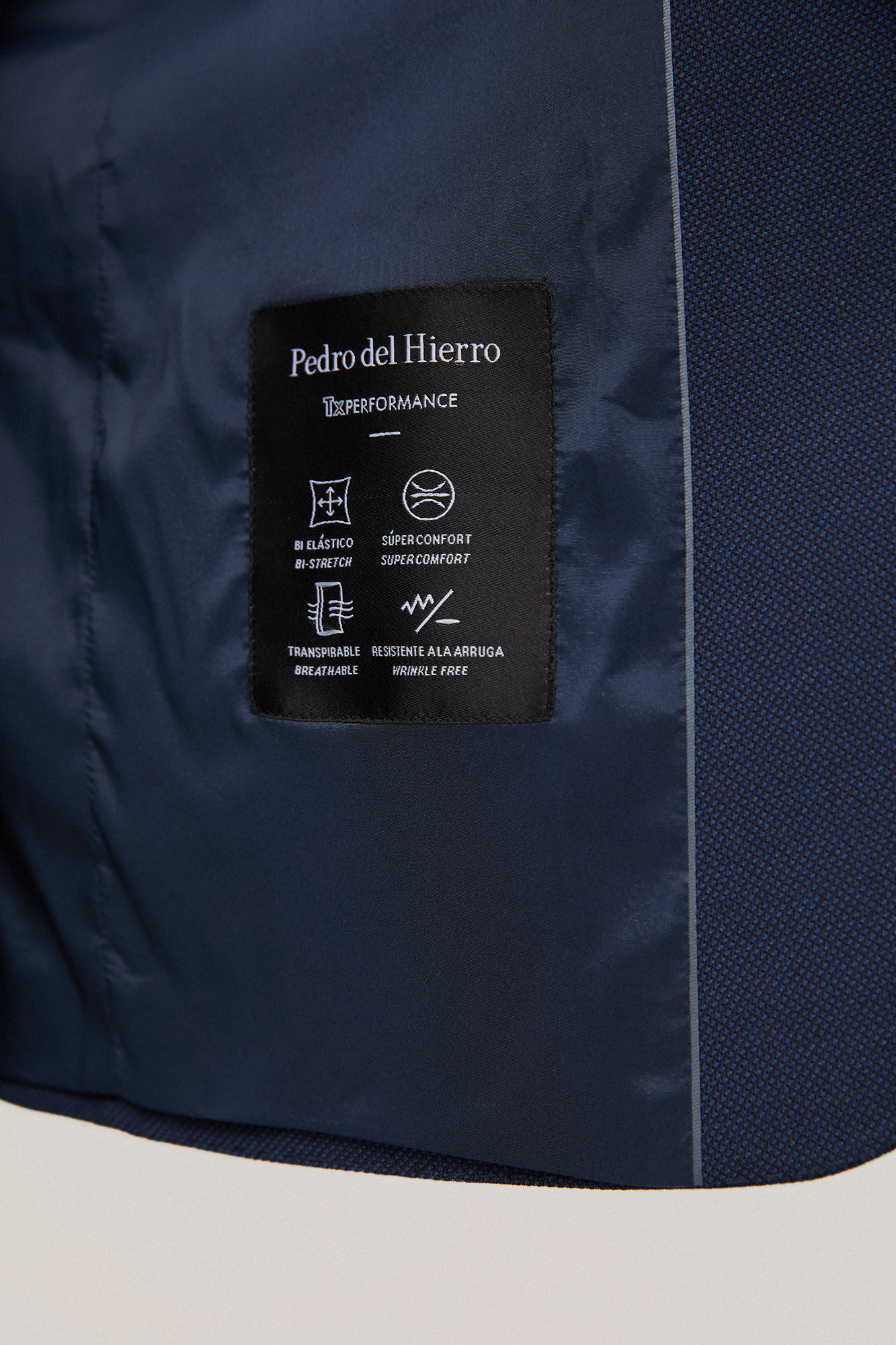 Terno estilo americano com estampa de olho de perdiz, modelagem slim fit - Azul