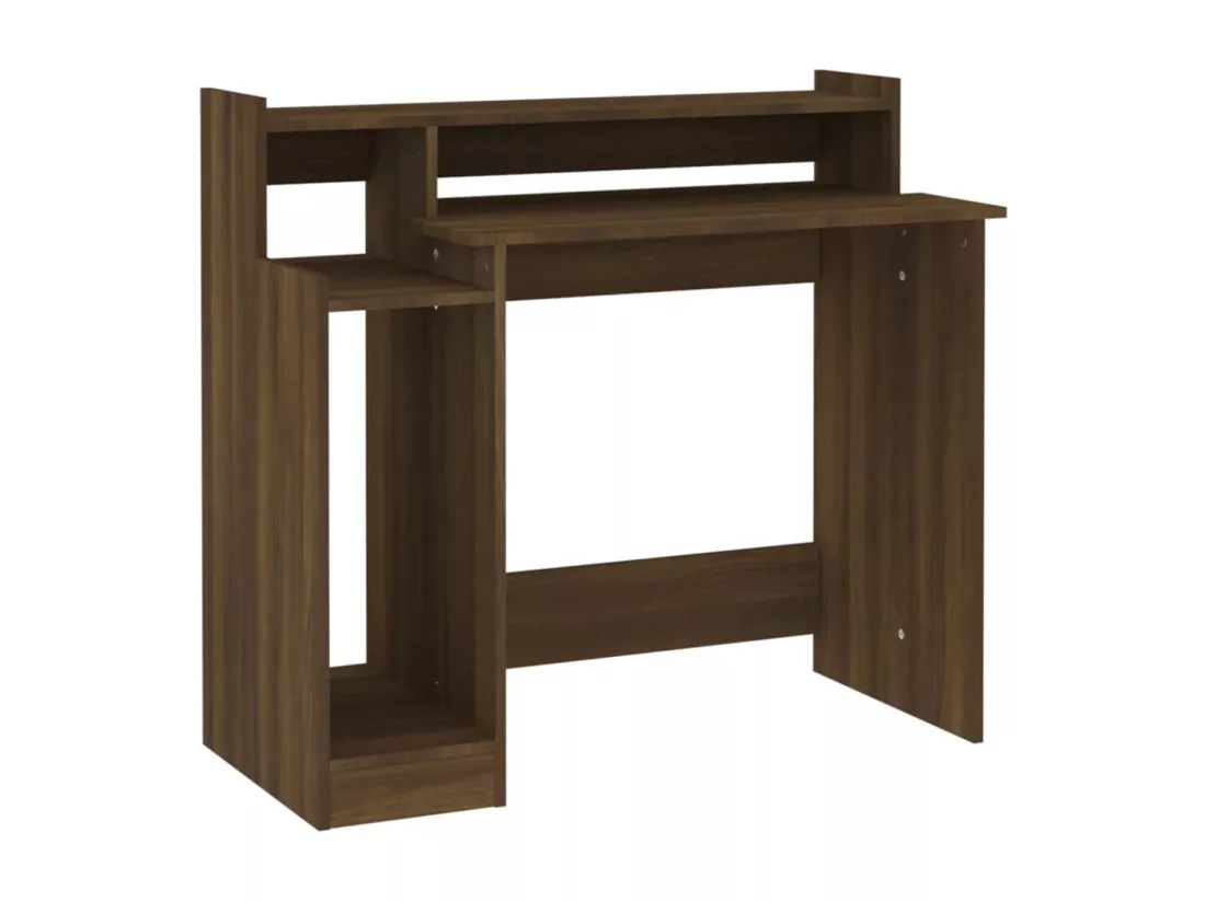 Bureau et lumières LED Chêne brun 97x45x90 cm Bois d'ingénierie