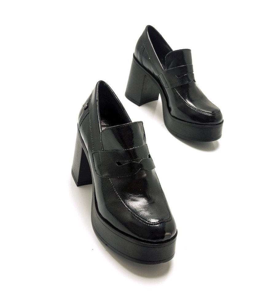 Sapatos Mustang Sixties em couro preto - Altura do salto: 8 cm -