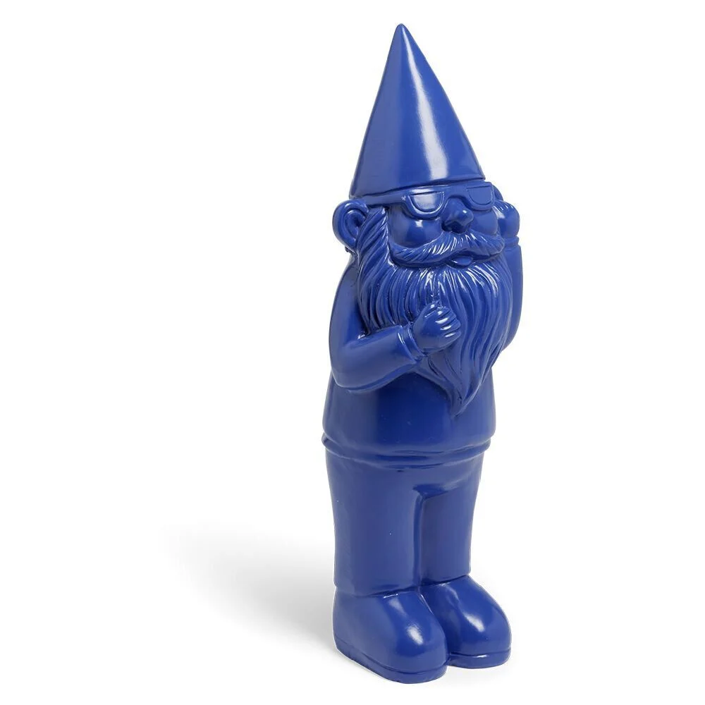 Nain à lunettes décoratif H15cm plastique bleu