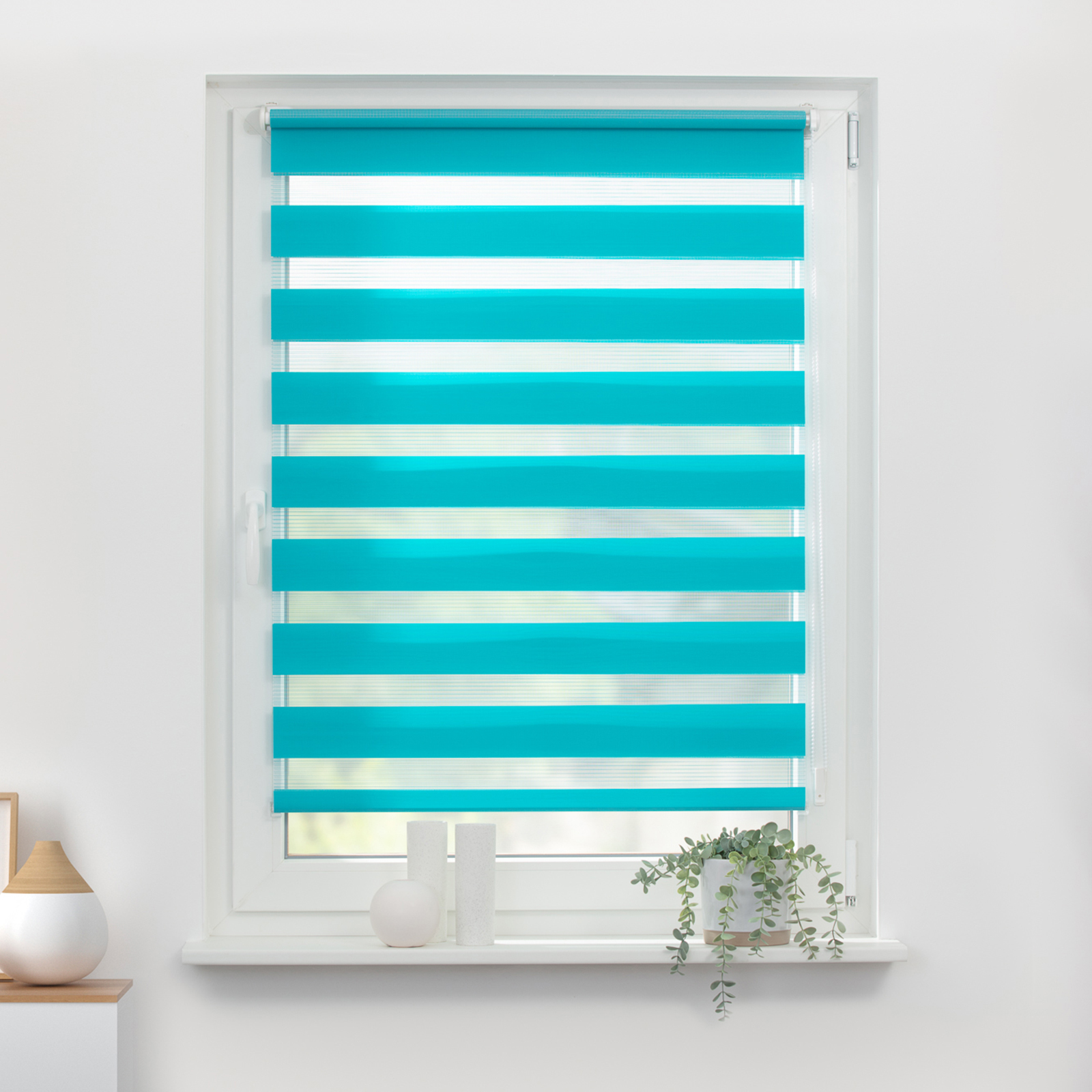 LICHTBLICK Doppelrollo - blau - klemmbar - 45x150 cm