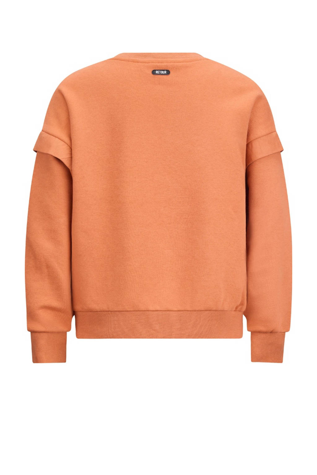 Retour Jeans sweater Abadou met tekst warmbruin