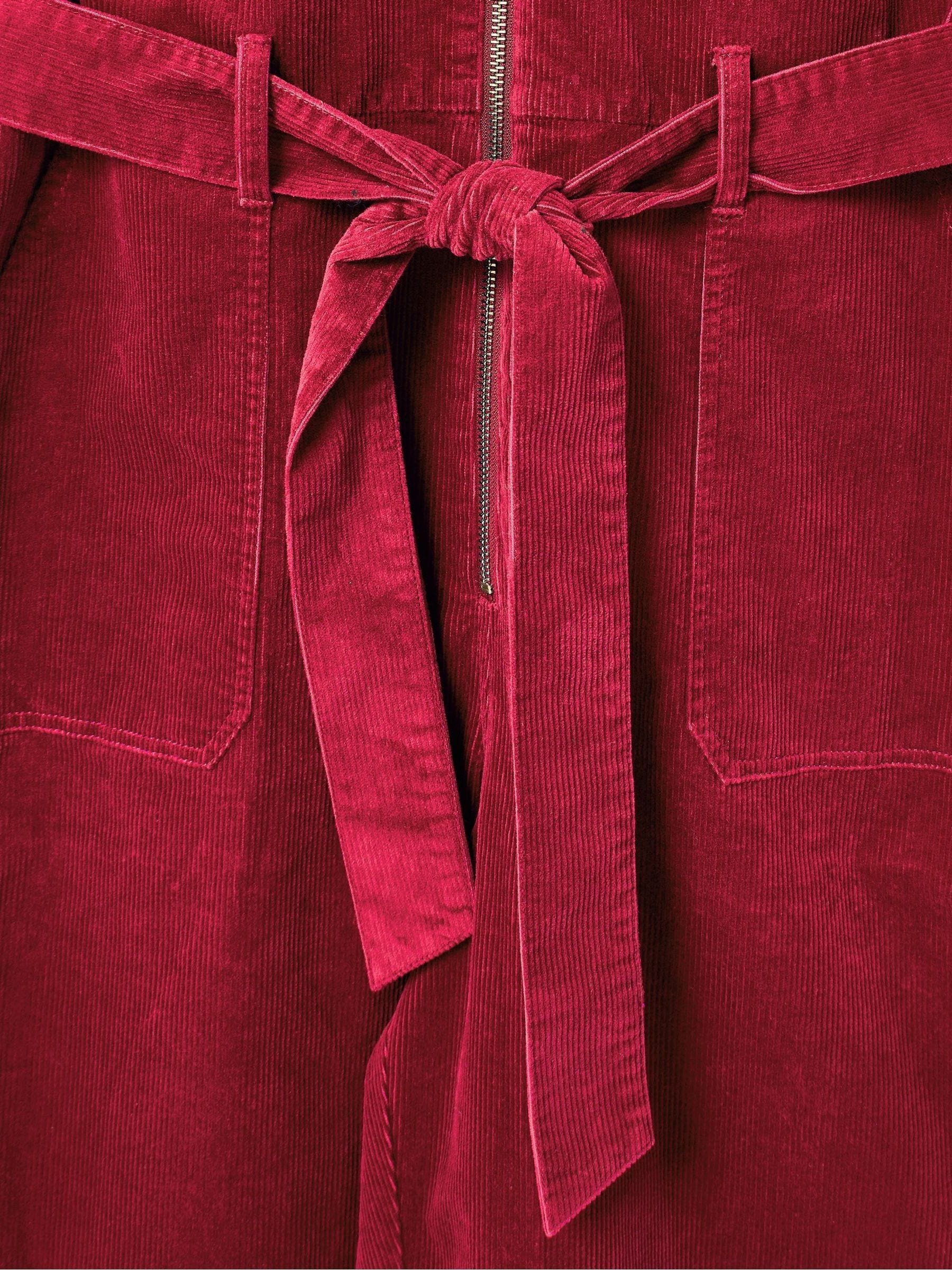 Rood - Oliver Bonas Corduroy Zip-Up Short Sleeve Jumpsuit