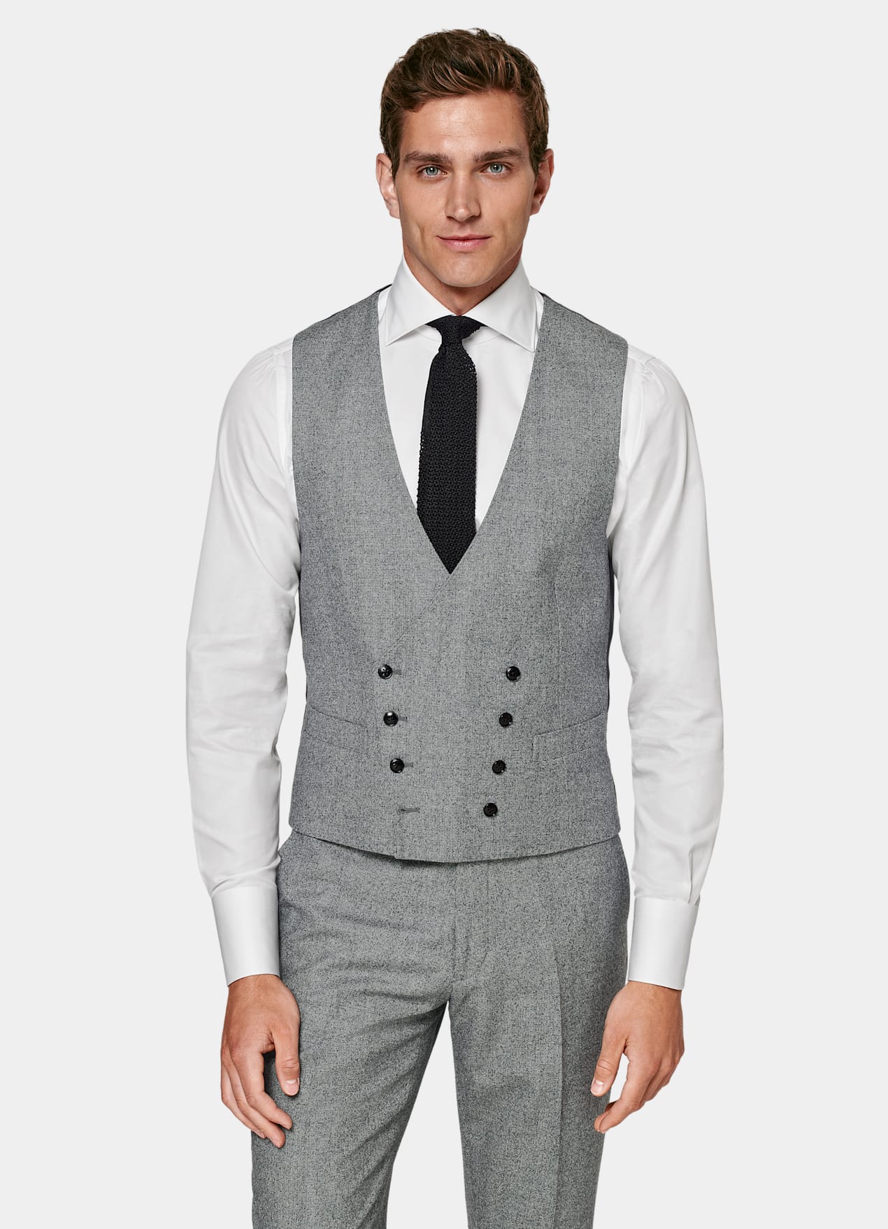 Costume trois pièces Havana coupe Tailored gris moyen pied-de-poule