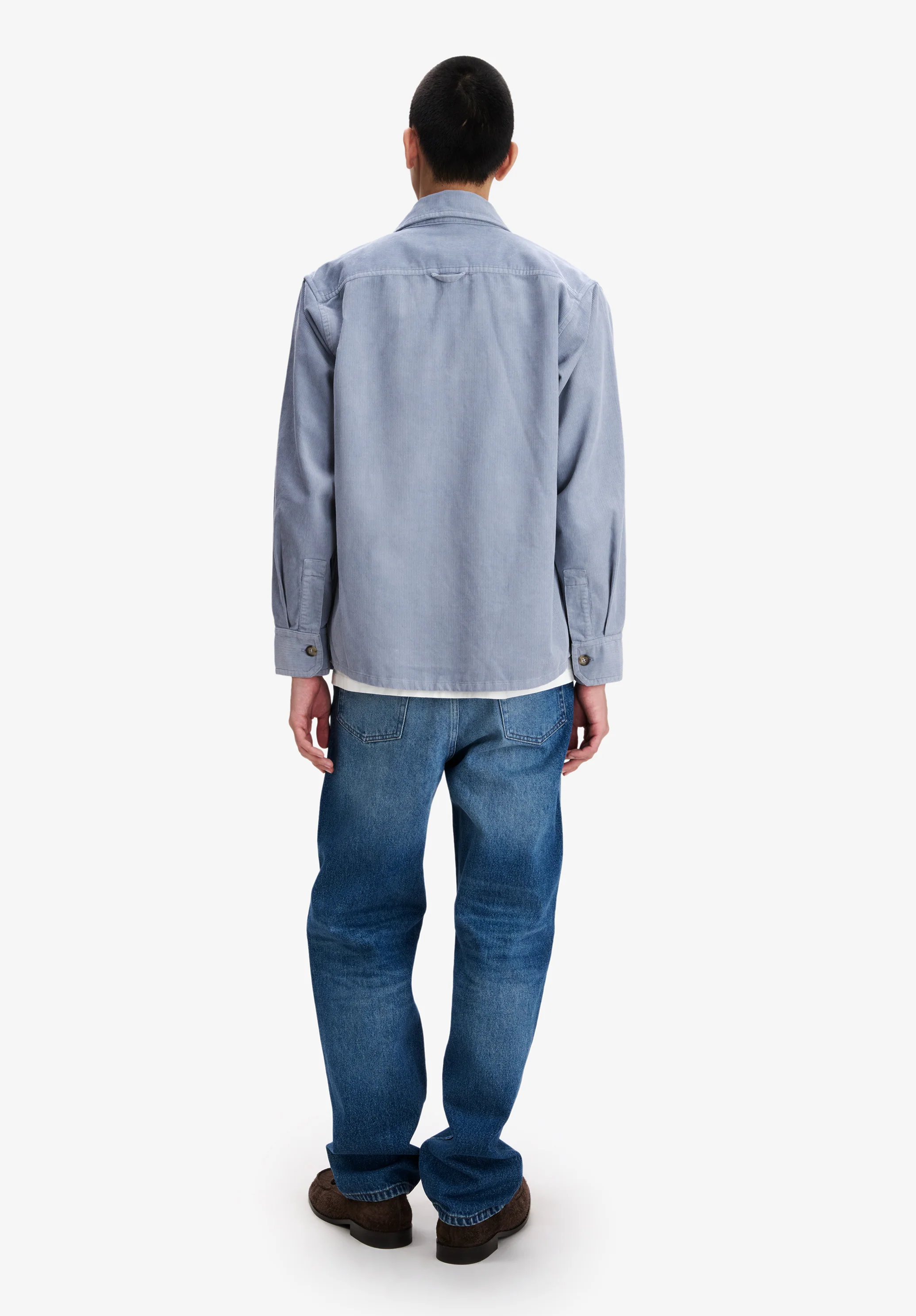 Surchemise ample en denim indigo délavé - Bleu gris
