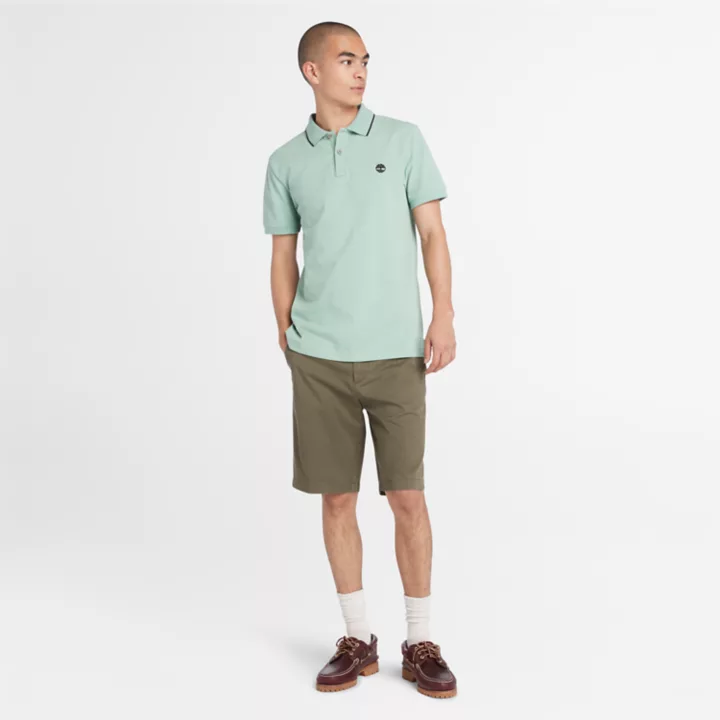 Polo à col imprimé Millers River pour homme en vert clair
