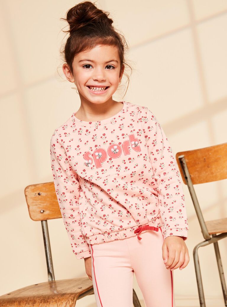 Sweat Sport rose à fleurs