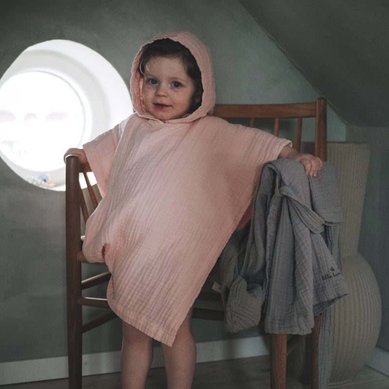 Lille Kanin Poncho Muslin 1-3 Years - Rose Smoke