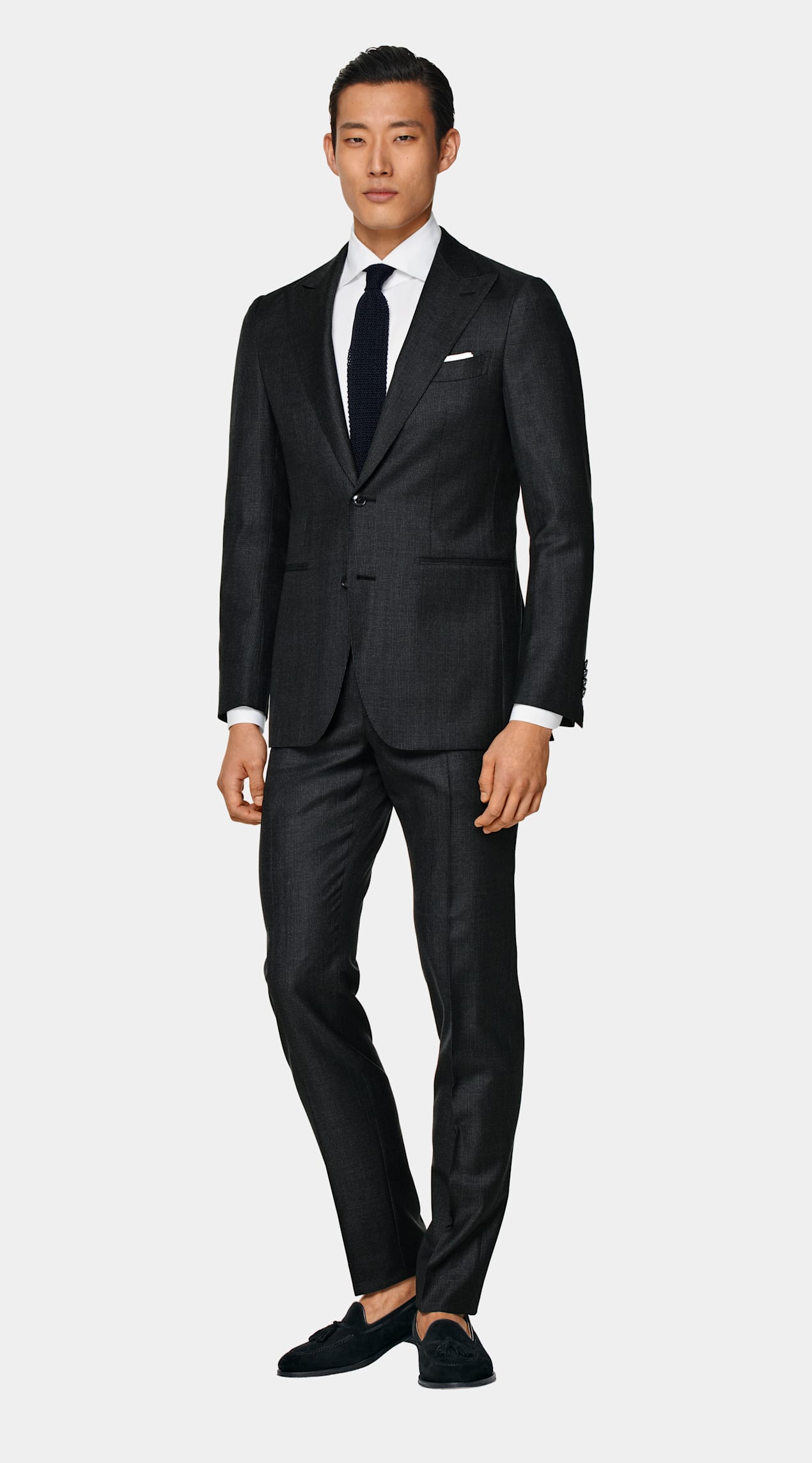 Costume Havana coupe Tailored gris foncé à carreaux
