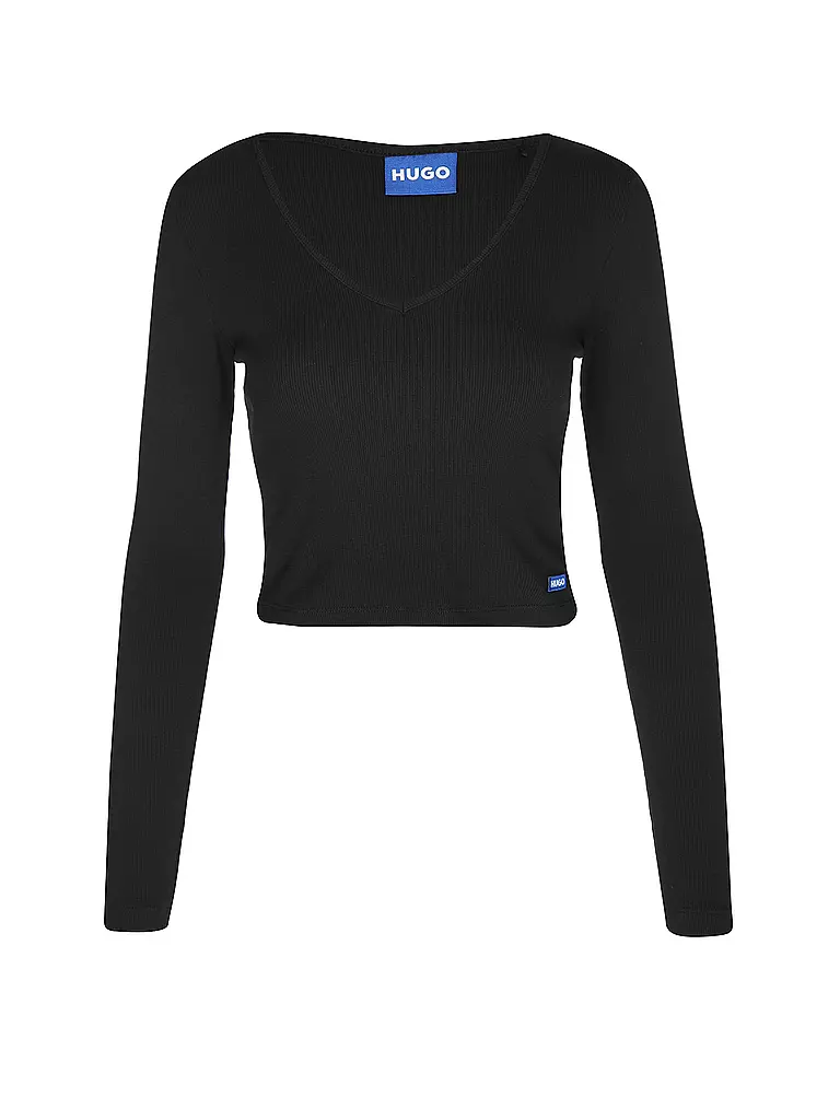 HUGO Langarmshirt DARIMINA Cropped Fit  schwarz