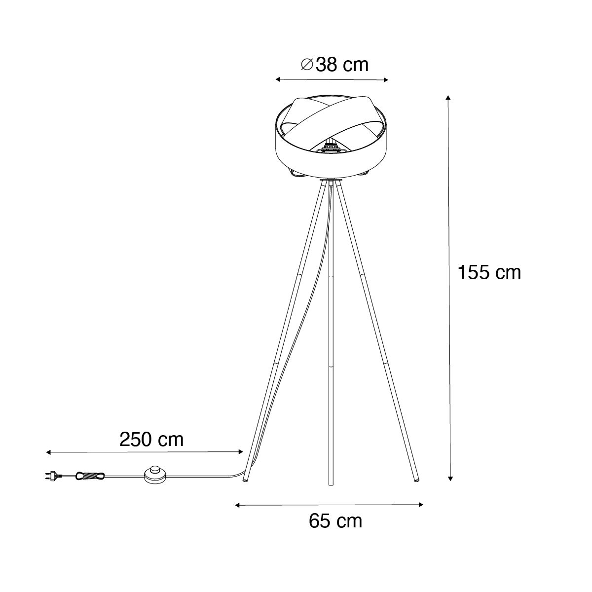 Moderne vloerlamp zwart met witte kap - Cloth