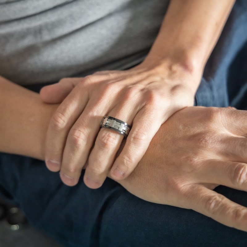 Spendide Bague Anneau Homme Acier Couleur Noir