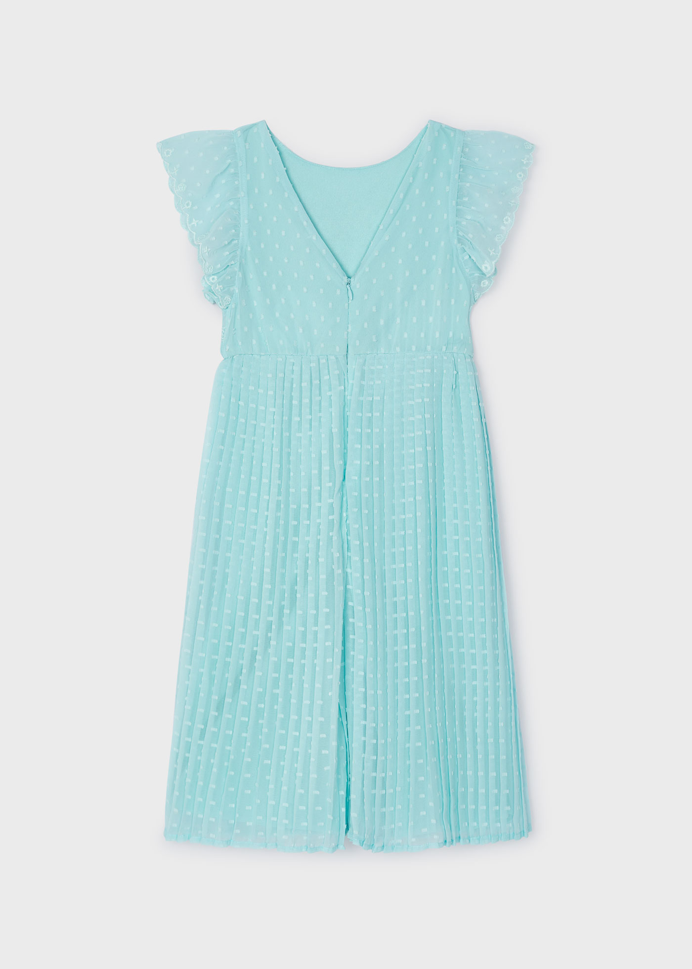 Macacão nude de chiffon com estampa de bolinhas para meninas