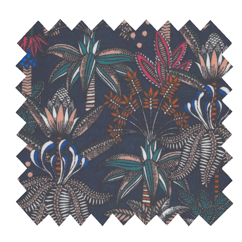 Tissu Enduit Au Mètre Ex2432 Foret Exotique Marine