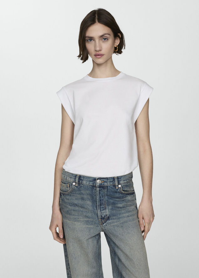 MANGO Short-sleeved cotton t-shirt White