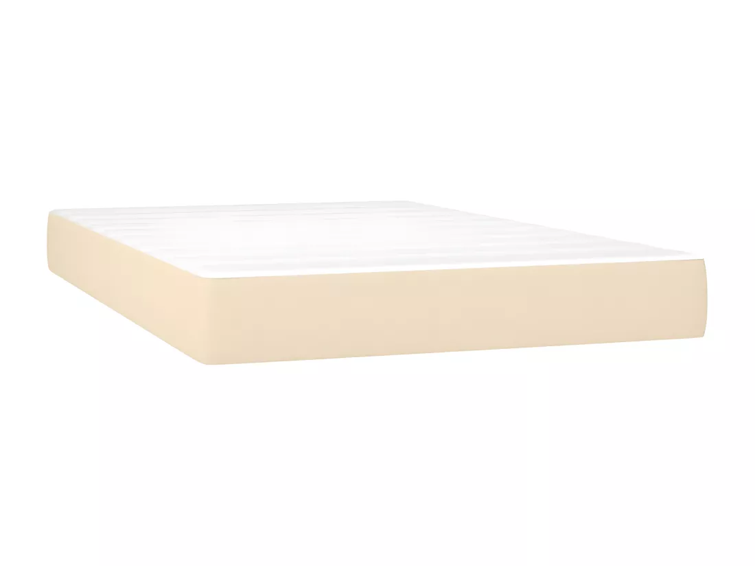 Sommier tapissier avec matelas et LED Crème 120x200 cm Tissu