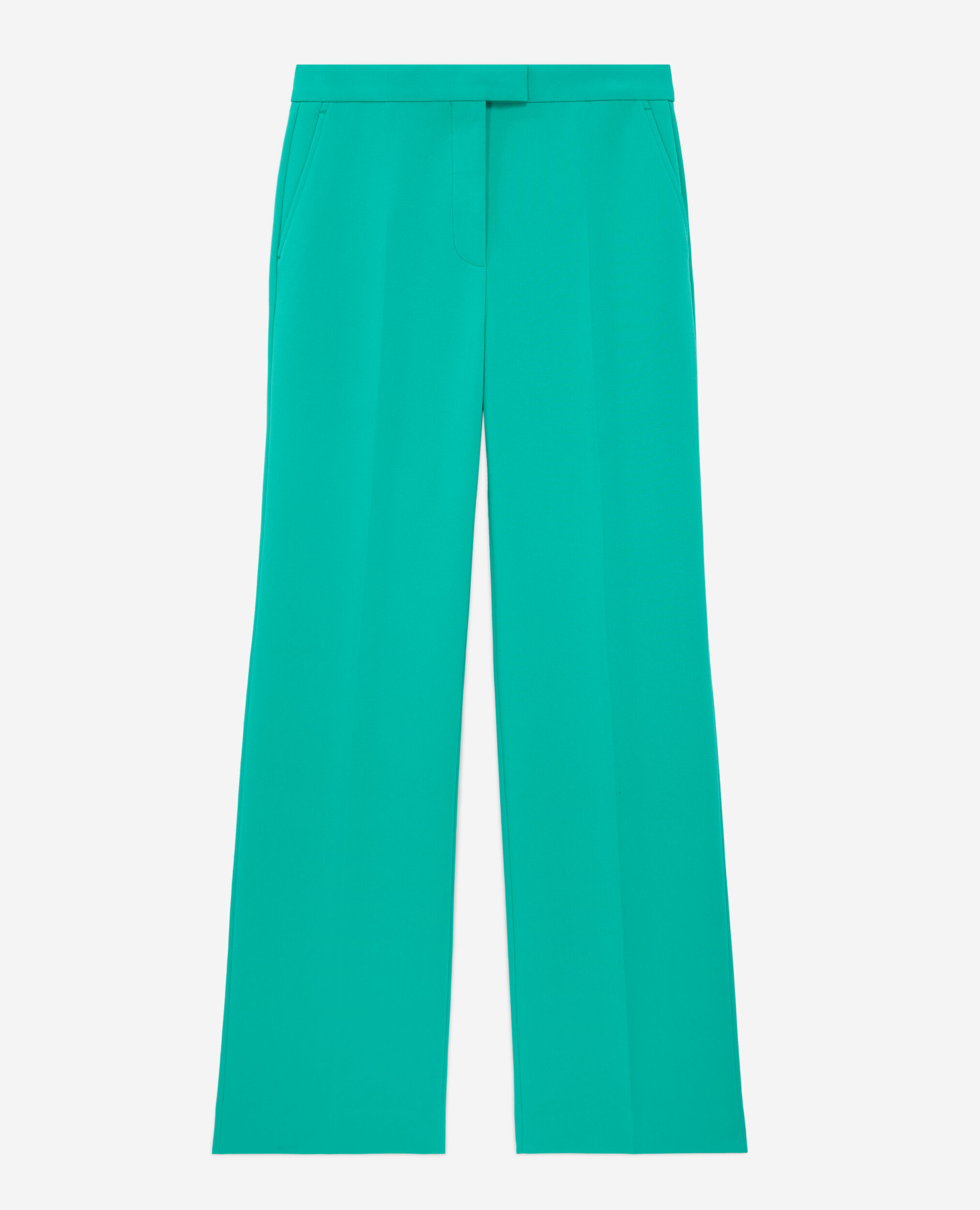 Pantalon tailleur vert en crêpe