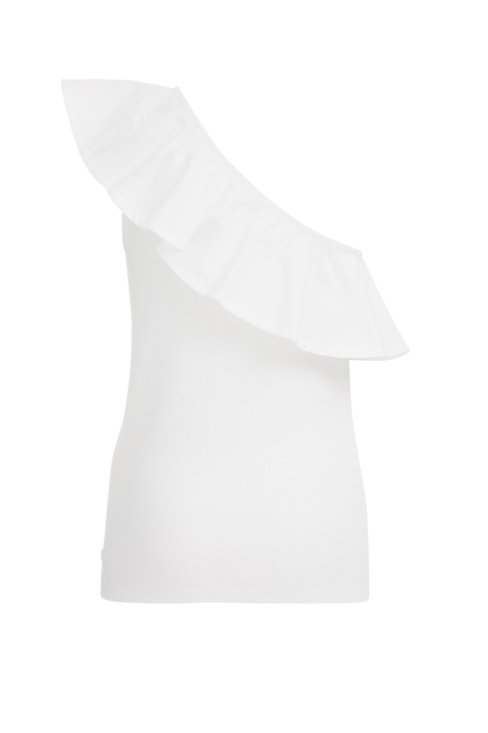 Meisjes one-shoulder top met ribstructuur WE Fashion Wit