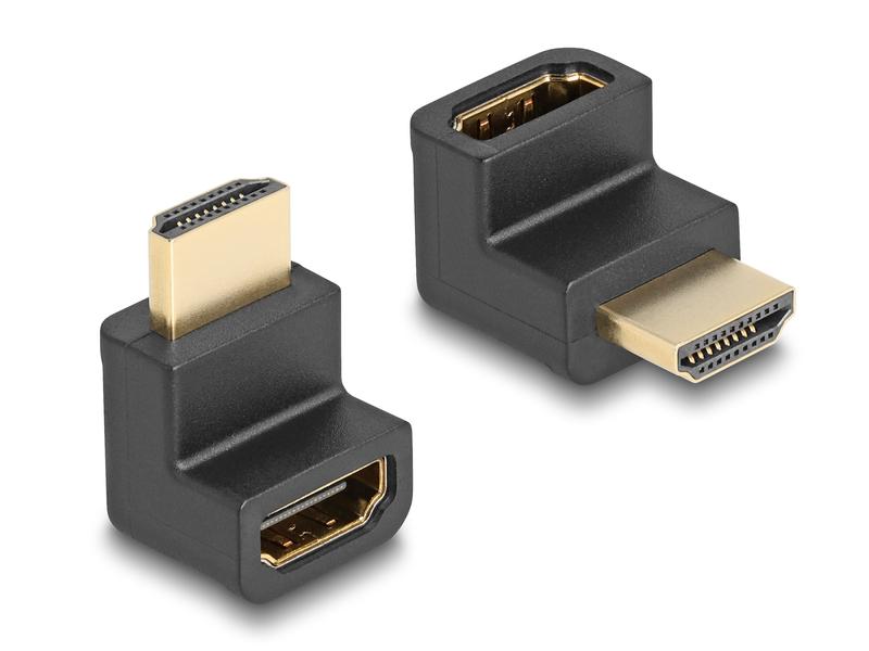 Delock Adapter gewinkelt HDMI - HDMI, 8K 60Hz Delock High Speed HDMI with Ethernet Adapter Stecker zu Buchse gewinkelt 8K 60 Hz schwarz