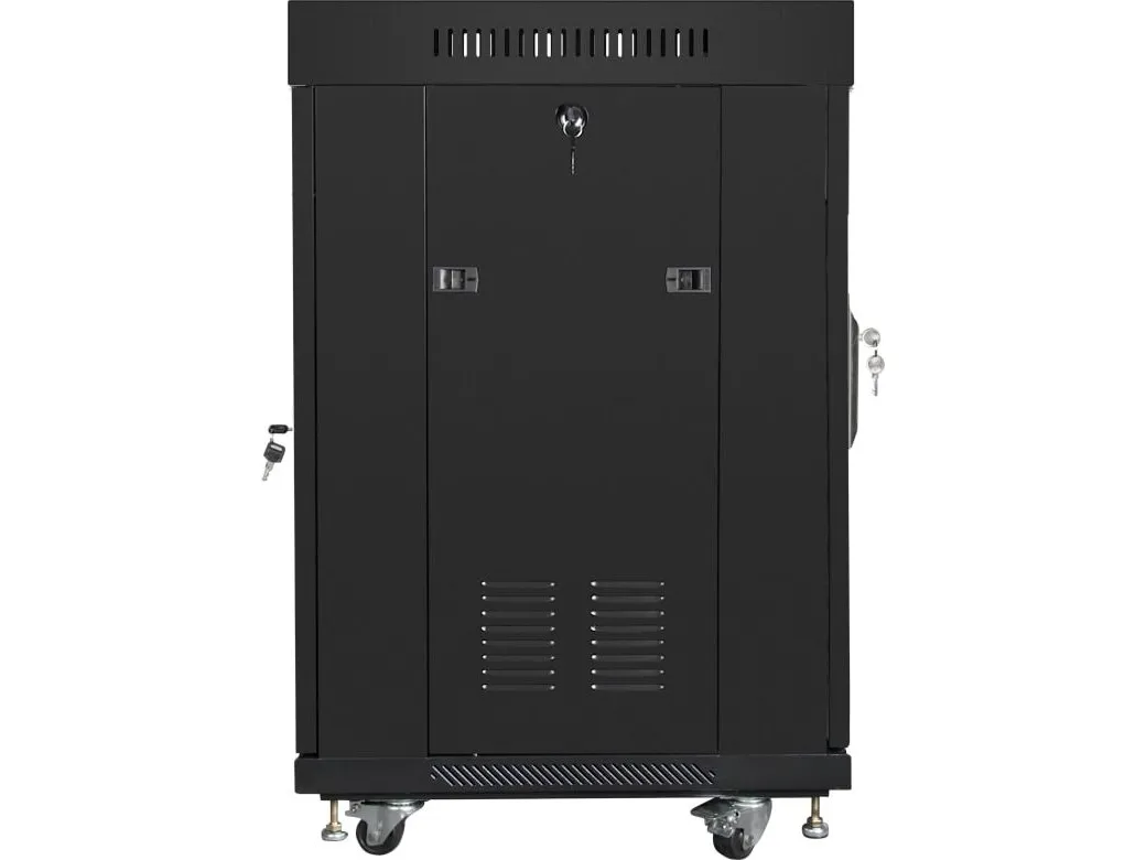 Lanberg - Rack kabinet - med display, 2 køleblæsere - sort, RAL 9004 - 15U - 19