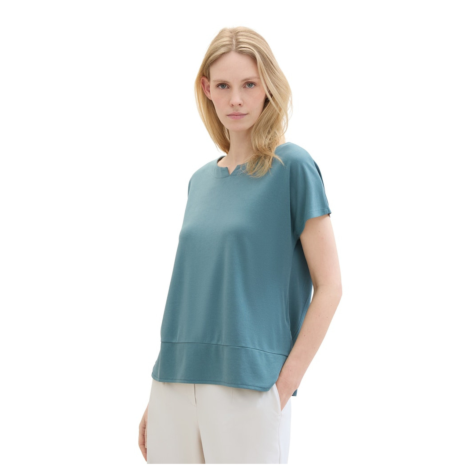 Tom Tailor T-shirt fabric mix crew neck