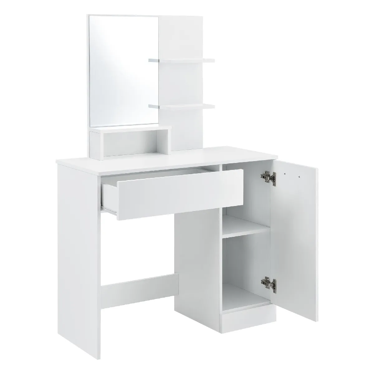 Coiffeuse avec miroir Helloshop26 - 137,5 x 90 x 38 cm - Blanc